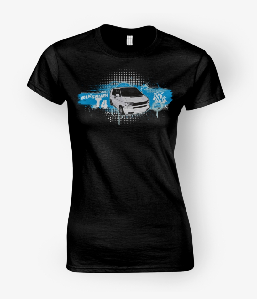 Blue Vw Volkswagen T4 Transporter Grunge Women's Black - T-shirt, transparent png download
