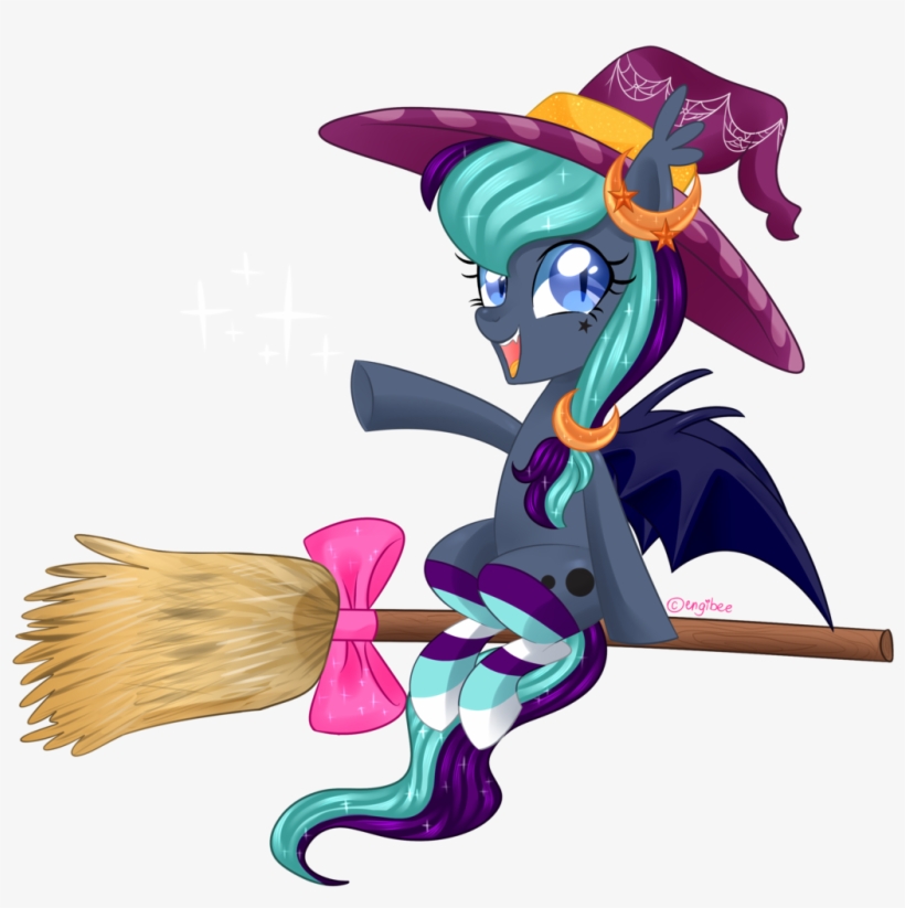 Kaikururu, Bat Pony, Bow, Broom, Clothes, Female, Flying, - Horse, transparent png download