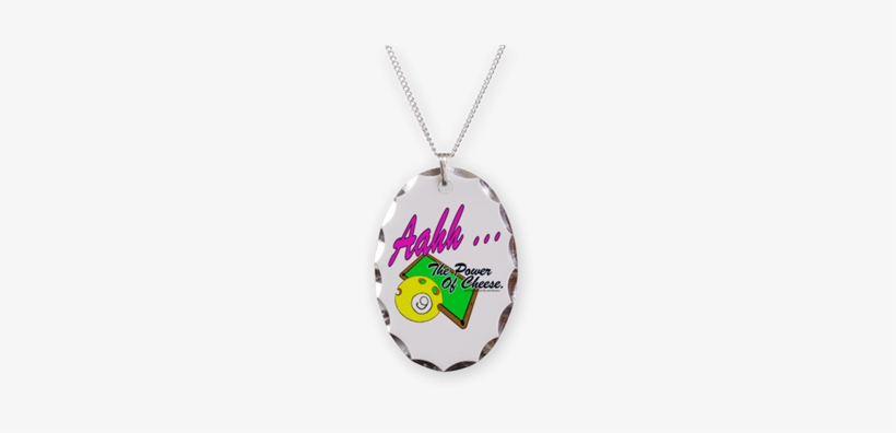 Power Of Cheese Billiards Necklace Ah The Power Of - Christmas Necklace Oval Charm, transparent png download