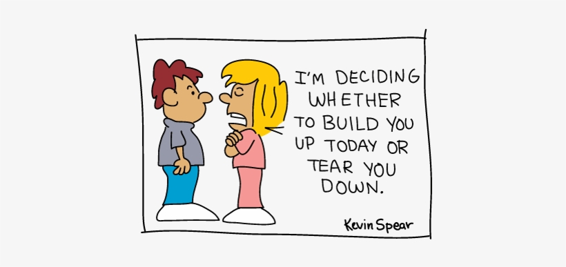 Cartoon Of A Girl Deciding Whether To Tear Down With - Words Can Tear Down Or Build Up, transparent png download