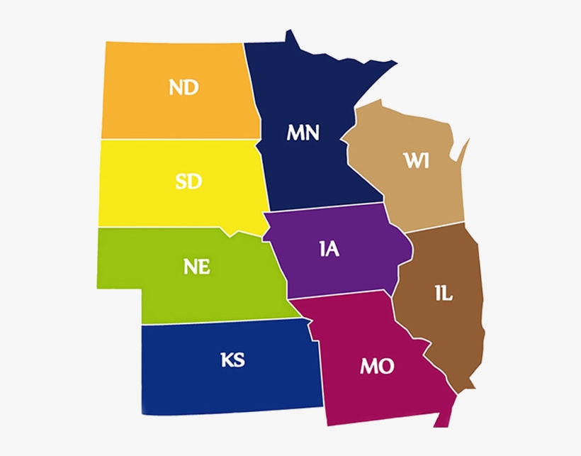 Midwest Iowa Nebraska Illinois South Dakota North Dakata - Illinois Missouri And Iowa, transparent png download