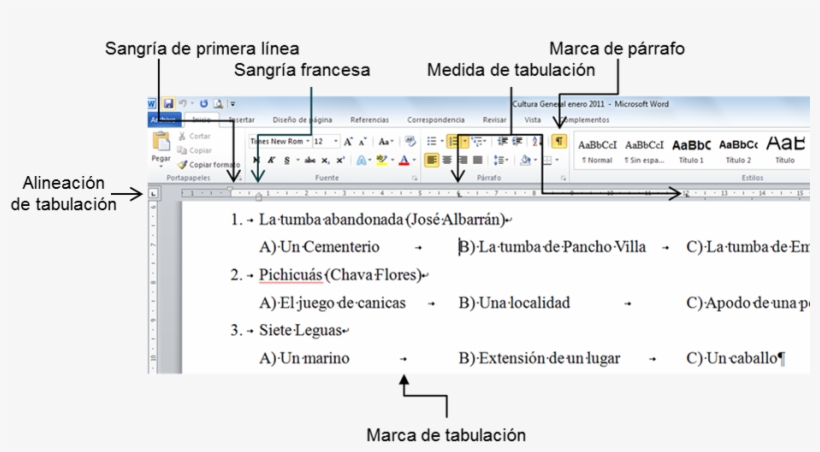 Las Tabulaciones Hacen Posible Que El Número De Páginas - Tipos De Tabulaciones En Word, transparent png download