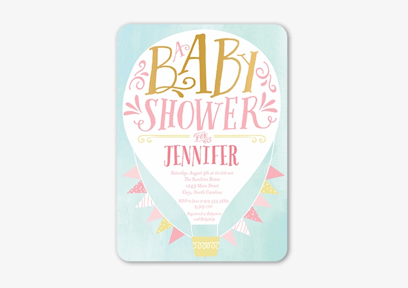 Hot Air Balloon Girl Baby Shower Invitation - Dvd, transparent png download