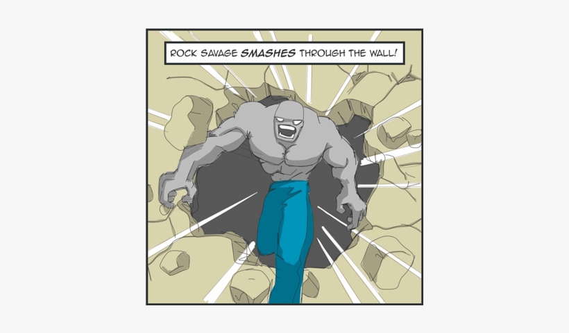 Rock Savage Smashes Through The Wall - Git Comics Push Head, transparent png download