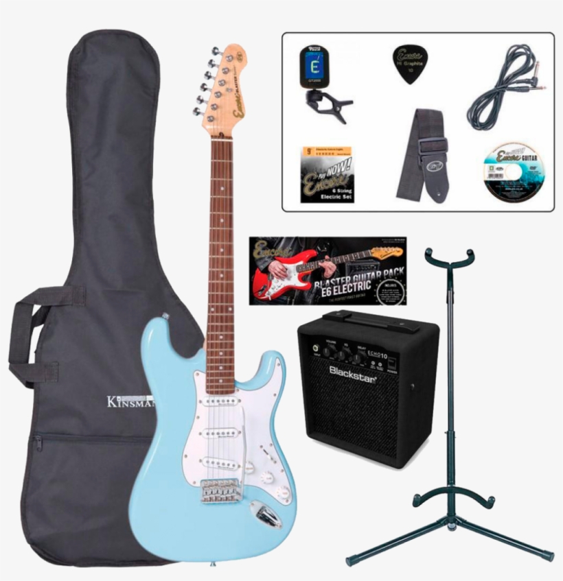 Guitarra Eléctrica Encore Ebpe6 Pack Laguna Blue - Encore Electric Guitar Outfit - Gloss Black, transparent png download