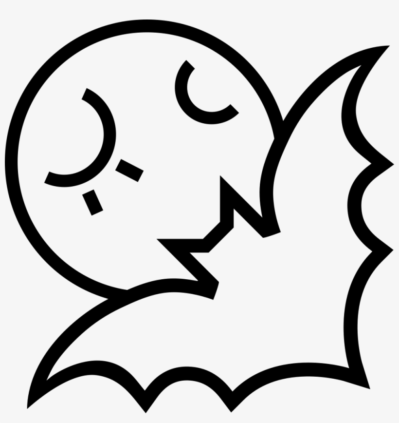 Halloween Full Moon Night And A Bat Outline Comments - Bat, transparent png download