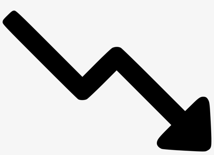 Black Down Arrow Png For Kids - Decrease Arrow Icon Png, transparent png download