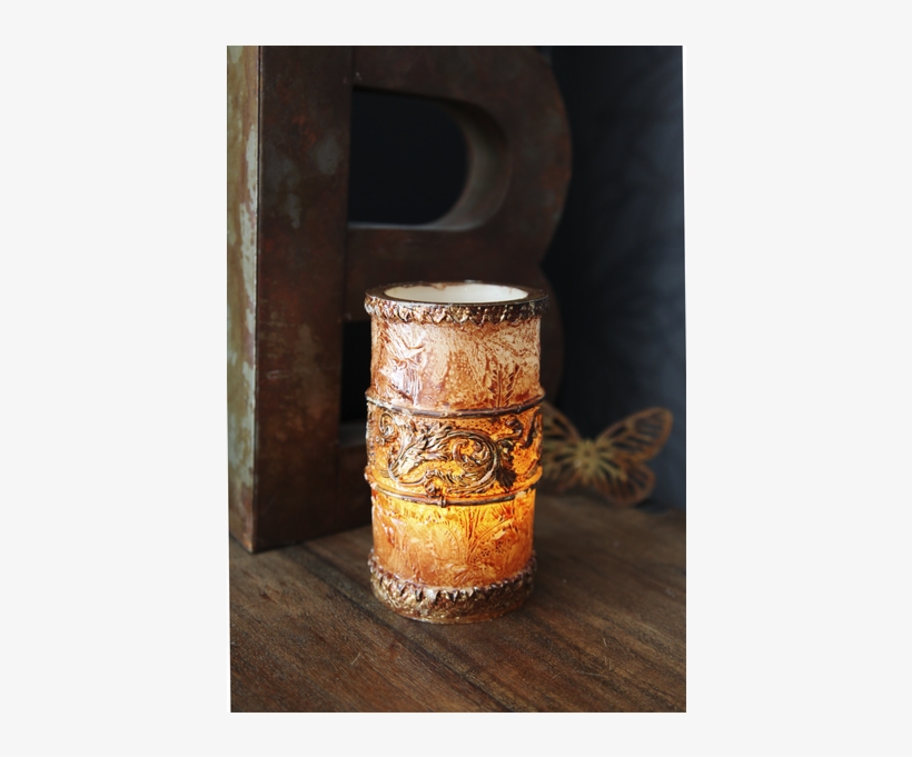 Led Pillar Candle Gothic - Bronskleurige Gothic Wax Led-kaars 15 Cm, transparent png download