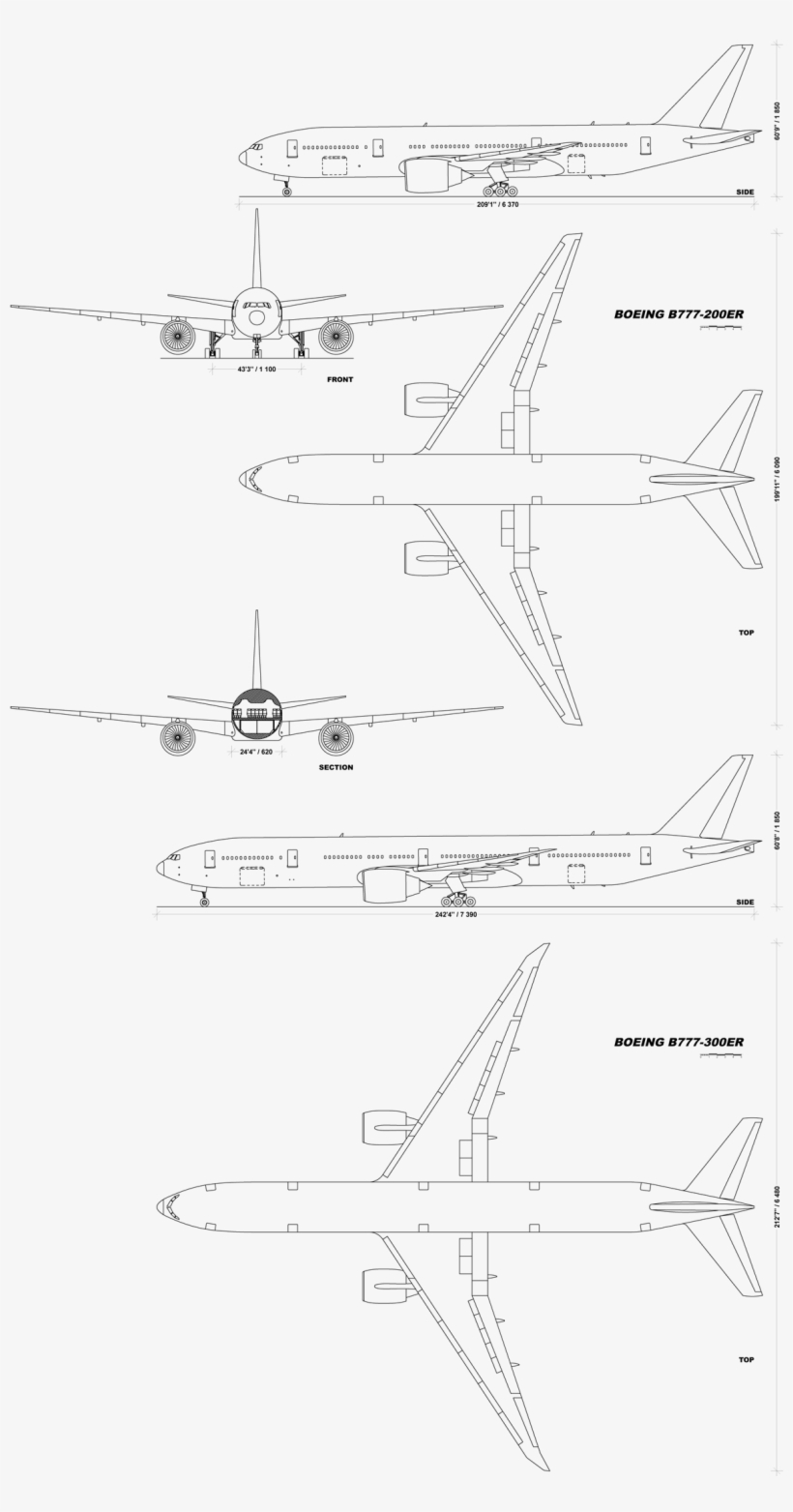 File - B777familyv1 - 0 - Boeing 777 300 Rzuty, transparent png download