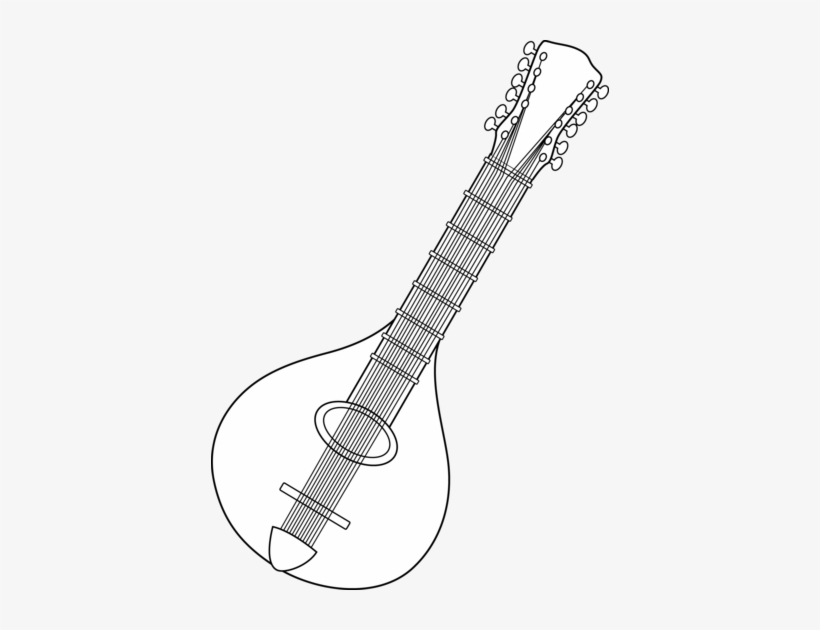 Black And White Mandolin Design - Mandolin Black And White, transparent png download