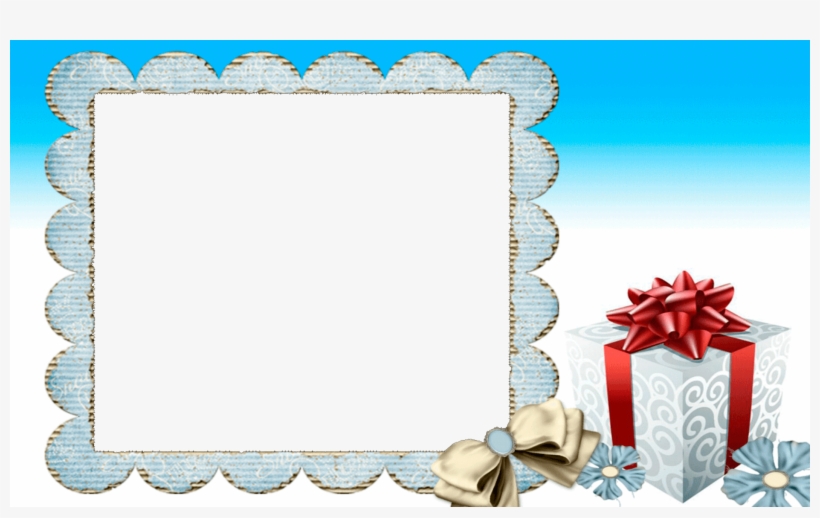 Marco Foto Azul Con Paquete De Regalo Cumpleaños - Merry Christmas Secret Pal Card, transparent png download