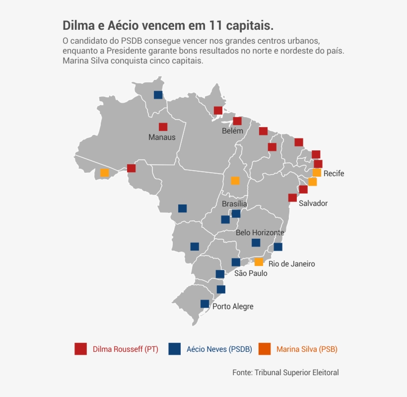 Mesmo Vencendo Em Apenas Dois Estados, A Candidata - Mapa Brasil Capitais Png, transparent png download
