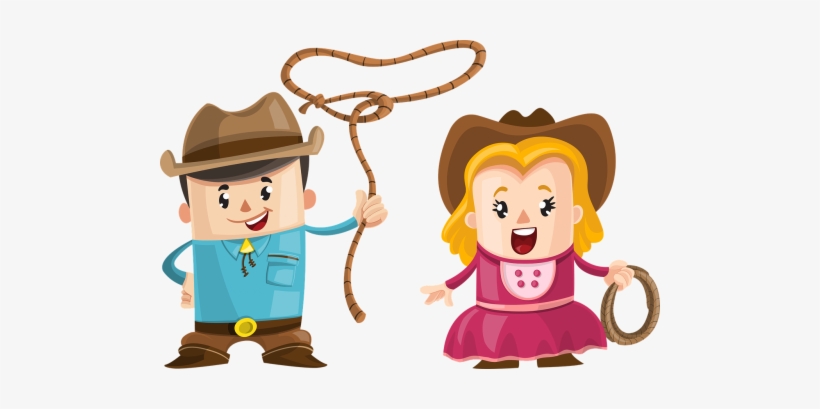 Cartoon Cowboy And Girl, transparent png download