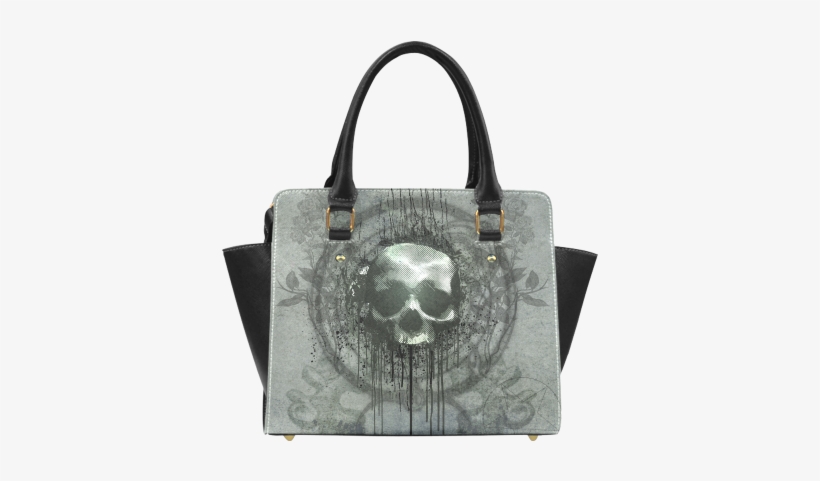 Awesome Skull With Bones And Grunge Classic Shoulder - Awesome Skull With Bones And Roses 5'x7'area Rug, transparent png download