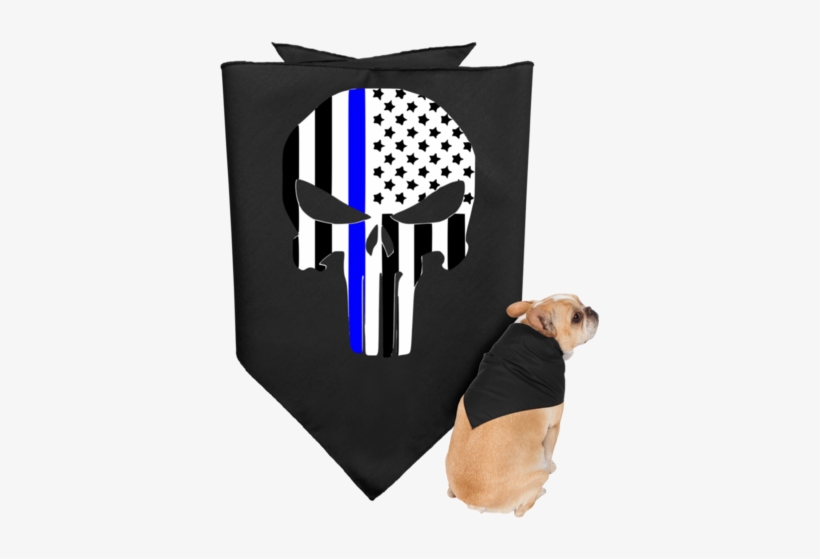 Thin Blue Line Skull Doggie Bandana - My First Halloween Pet Bandana - Black/white, transparent png download