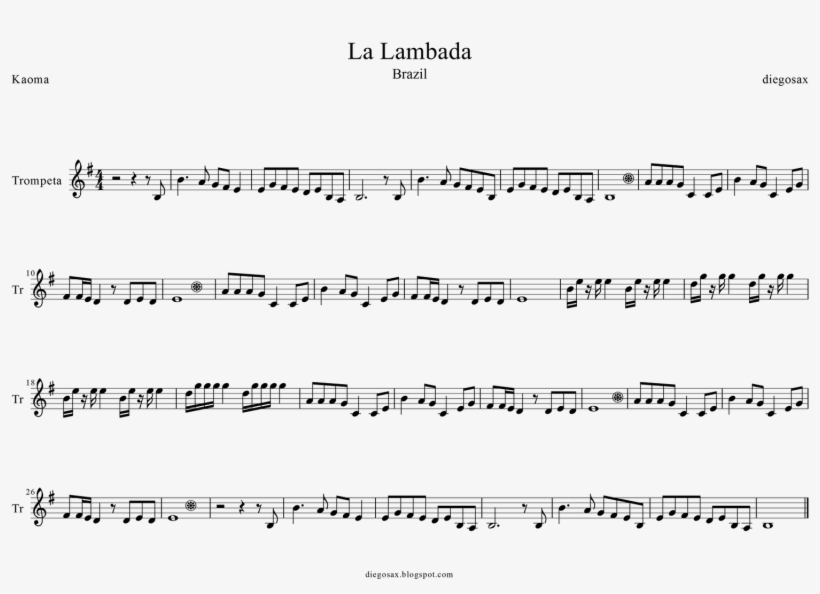 La Lambada Trompeta - Moonlight Shadow Partitura Guitarra, transparent png download