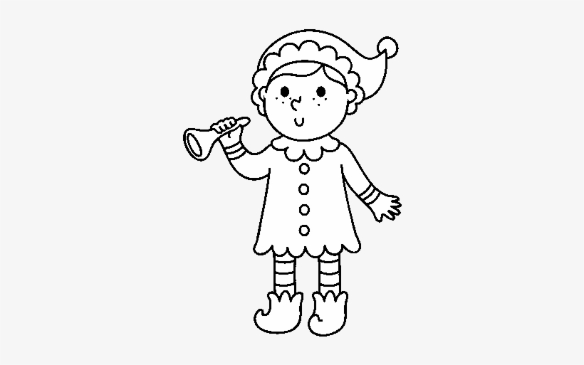 Dibujo De Duende Con Trompeta Para Colorear - Imagen De Un Duende Para Colorear, transparent png download