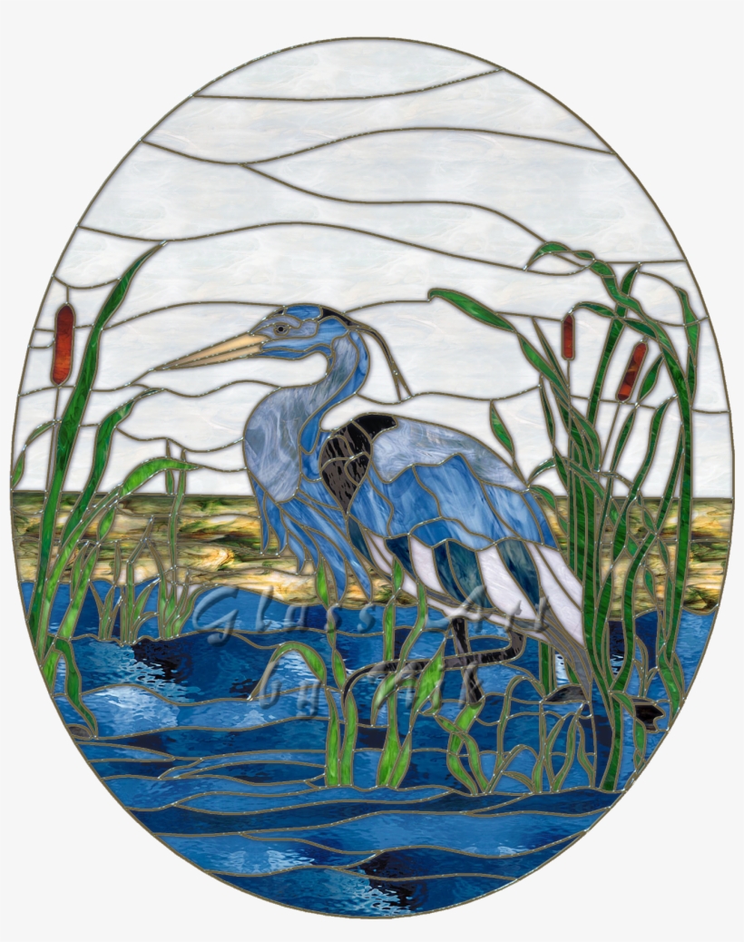 Stained Glass Art By Nik “blue Heron” Digital Stained - Stained Glass