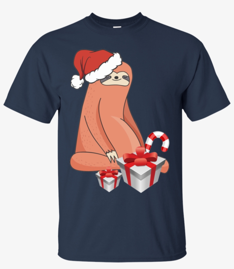 Wxf Womens Cute Sloth In Santa Hat Christmas Cartoon - Shirt, transparent png download