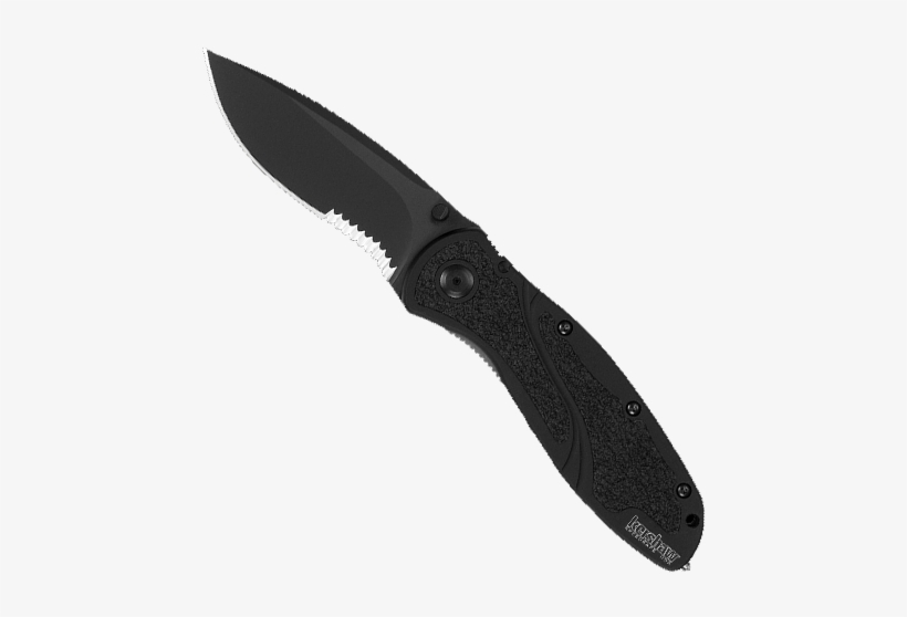 Kershaw Blur Folder Knife Glass Breaker Serrated Black - Kershaw Matte Black Knife, transparent png download