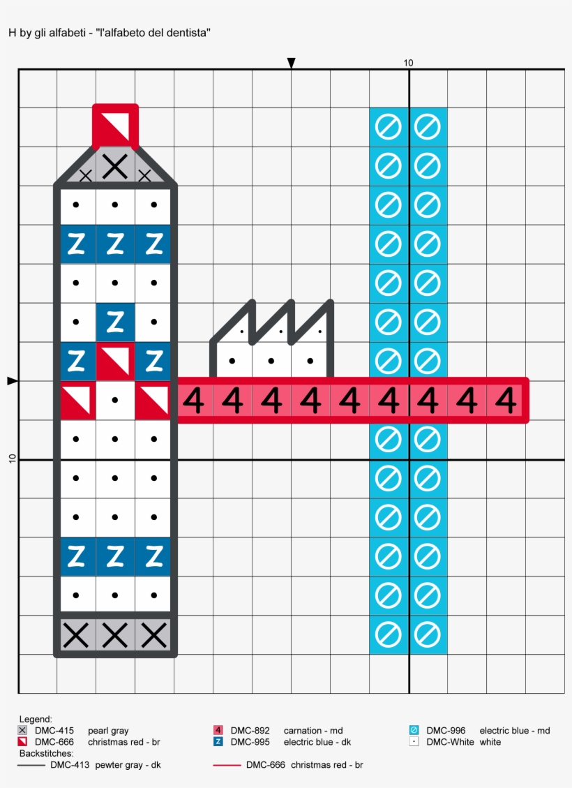 Alfabeto Del Dentista H - Cross-stitch, transparent png download