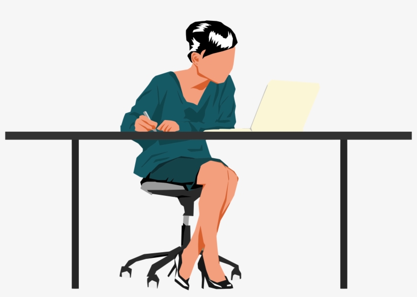 Big Image - Clip Art Of Man Sitting At Desk, transparent png download
