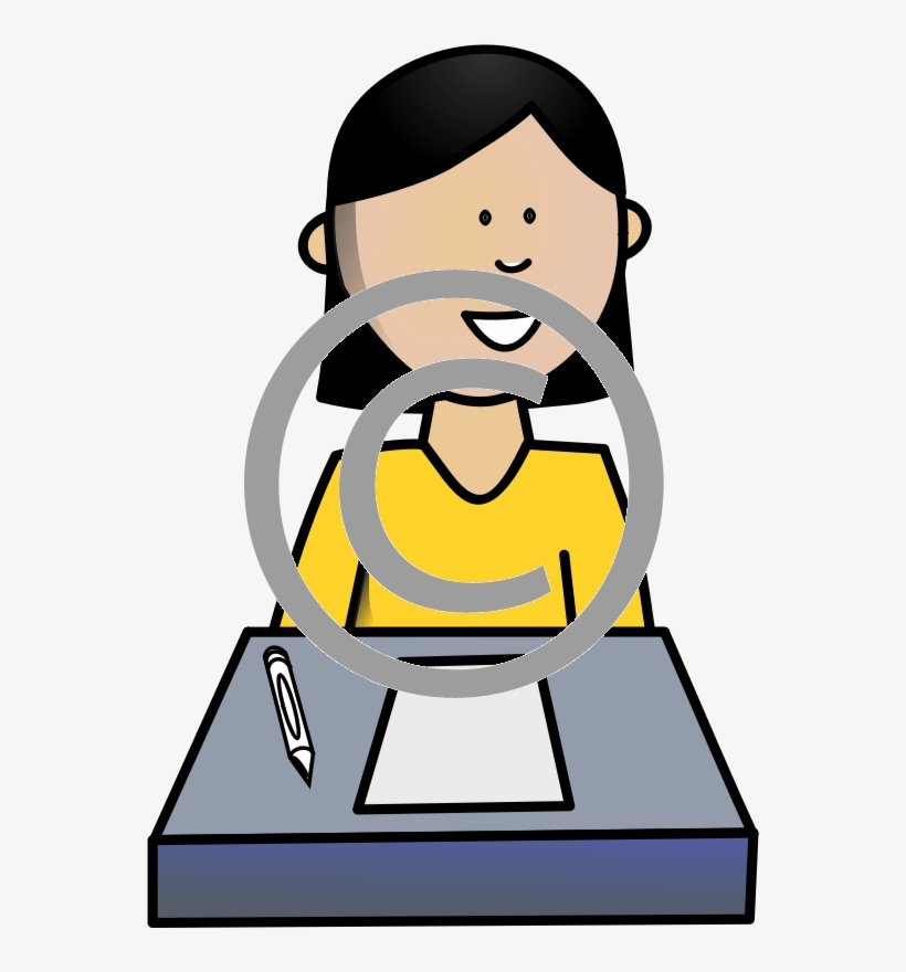 Girl Sat At Desk - Girl Student Clipart, transparent png download