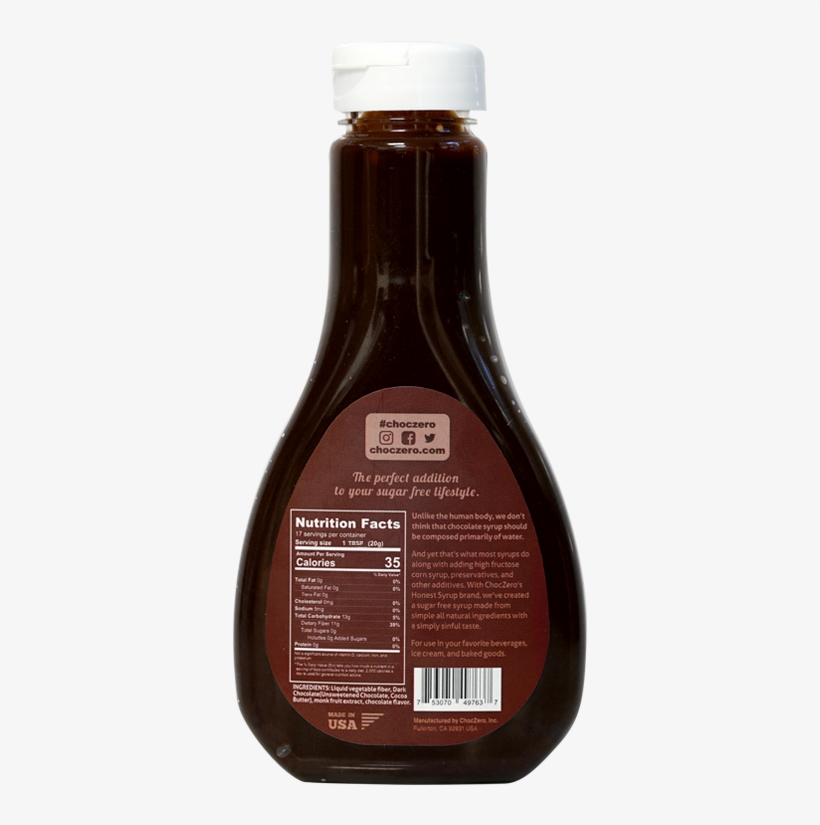 Low Carb, Sugar Free, No Preservatives - Chocolate Syrup, transparent png download