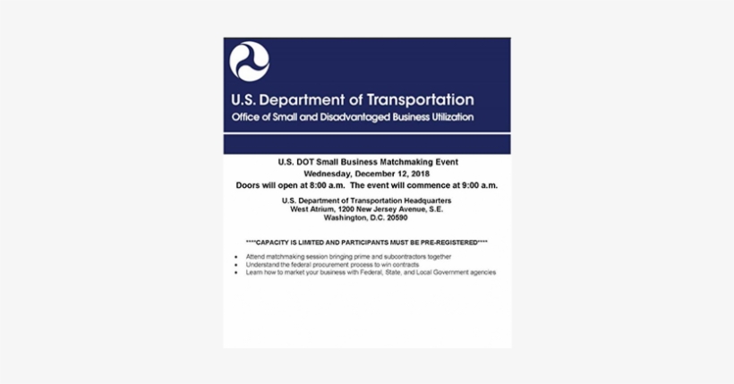 Us Dot Small Business Matchmaking Event - Small Business, transparent png download