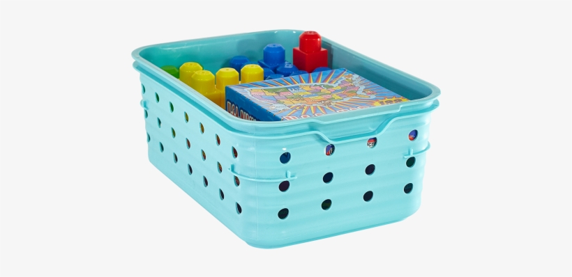 Small Aqua Dot Bin - Basket, transparent png download