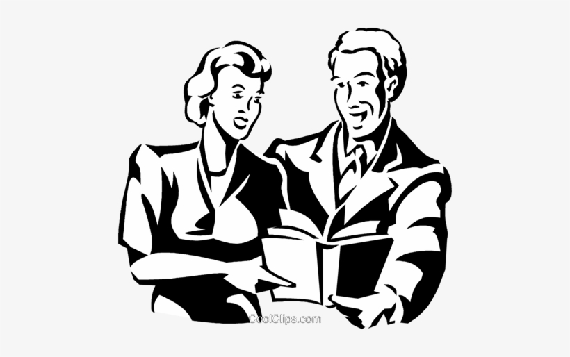 Man And Woman Reading A Book Royalty Free Vector Clip - Мужчина И Женщина Читают Книги, transparent png download