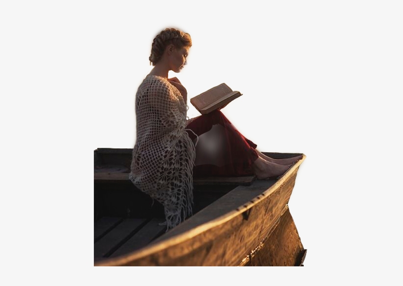 People Woman Reading Book Boat Relaxing Freetoedit - Woman Reading, transparent png download
