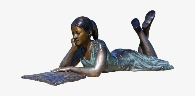 Bronze Girl Reading Statue, transparent png download