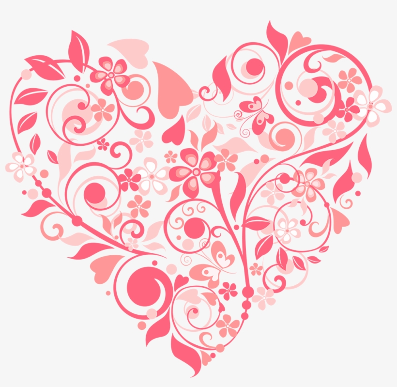 Floral Heart Patern - Heart Flower Background, transparent png download