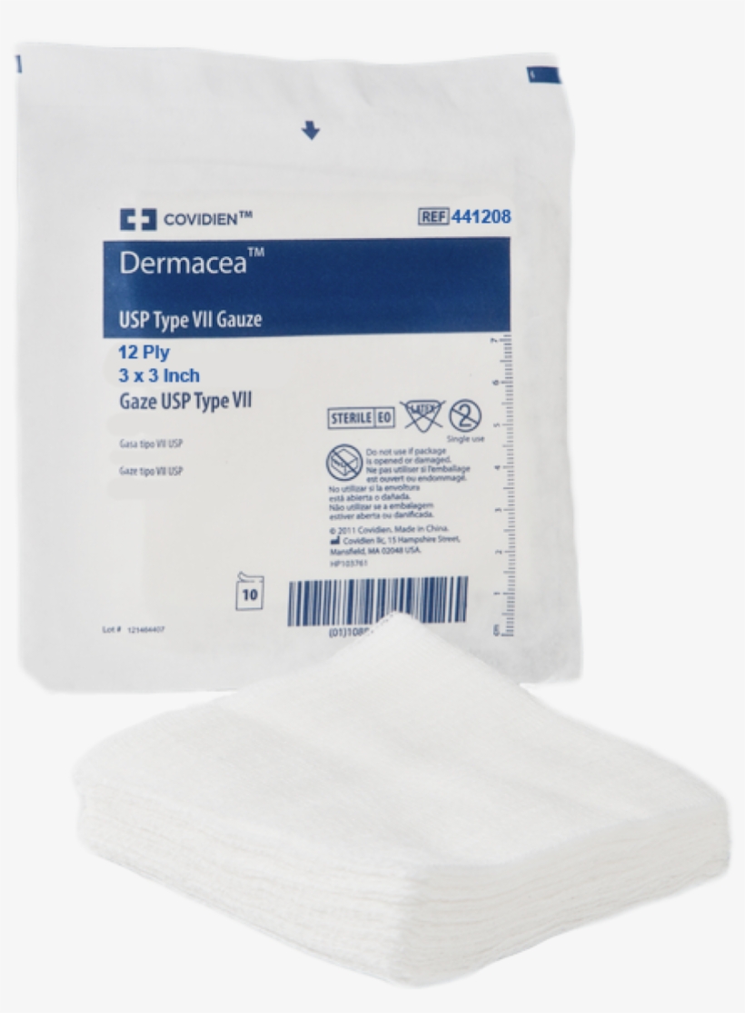 Covidien 441208 Curity Gauze Sponges 12 Ply Usp Type - Dermacea ™ Usp Type Vii Gauze Sponges, transparent png download