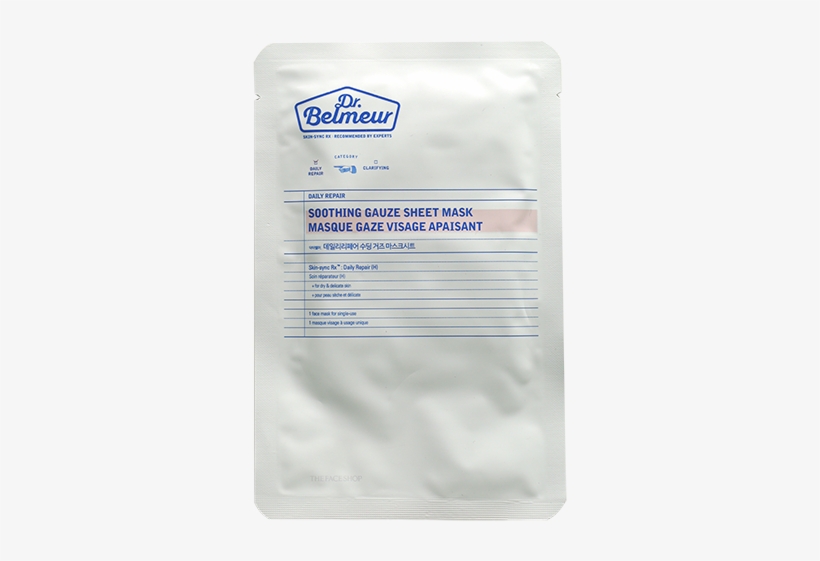 Dr Belmeur Daily Repair Soothing Gauze Mask - Face Shop Dr. Belmeur Daily Repair Cleansing Water, transparent png download