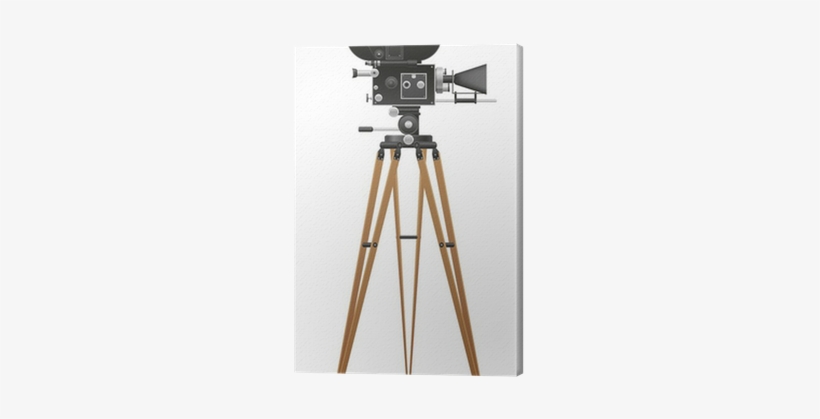 Old Movie Camera Vector Illustration Canvas Print • - Old Camera With Stand, transparent png download