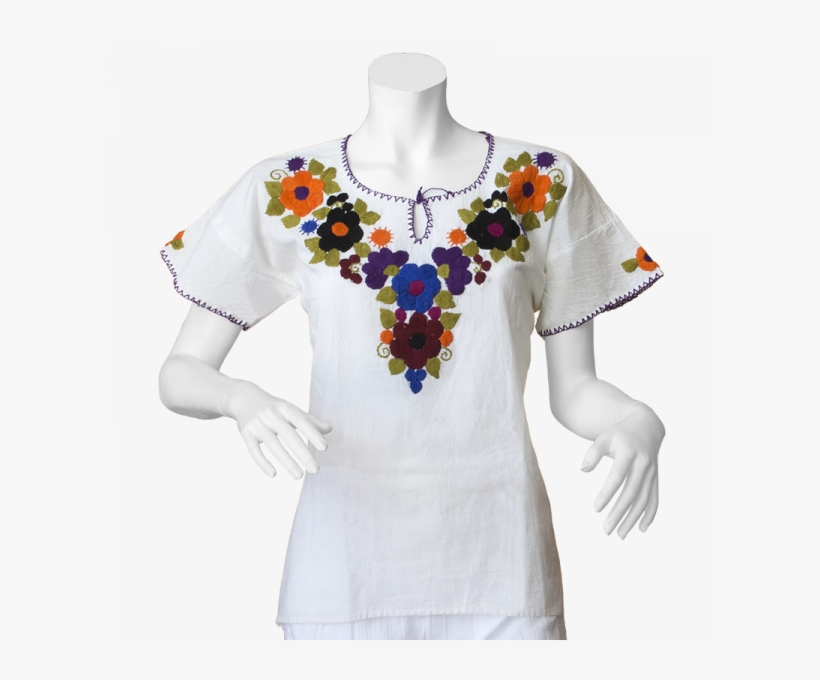 Mexican Handmade Embroidered Blouse Floral Source - Portable Network Graphics, transparent png download