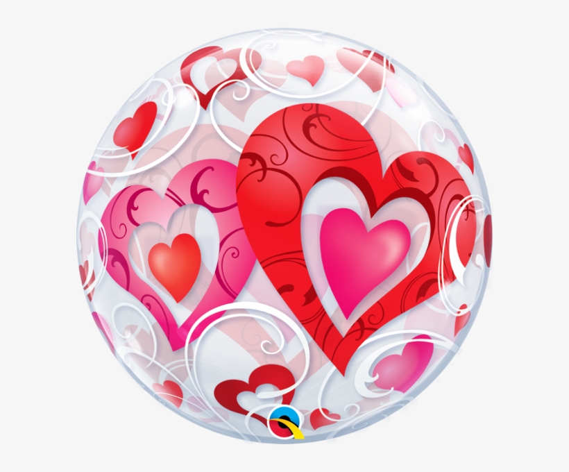 Skip To The Beginning Of The Images Gallery - 22" Red Heart And Filigree Bubble Balloons - Mylar, transparent png download