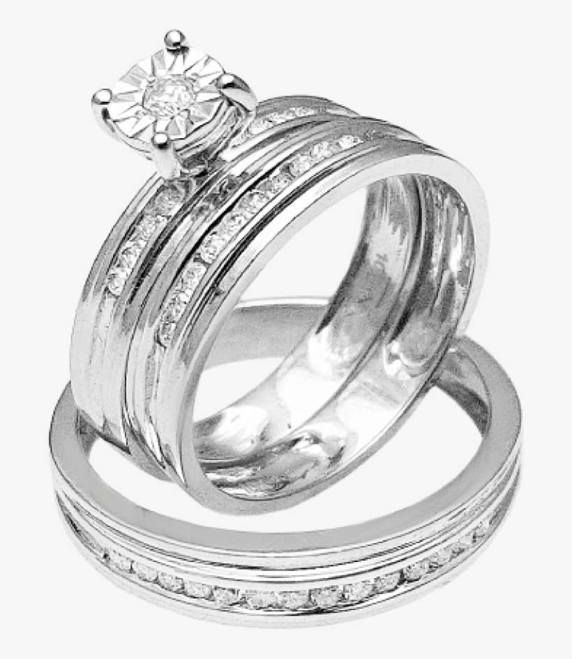 Trio De Anillos Con Diamantes En Oro Blanco De 10k - Pre-engagement Ring, transparent png download
