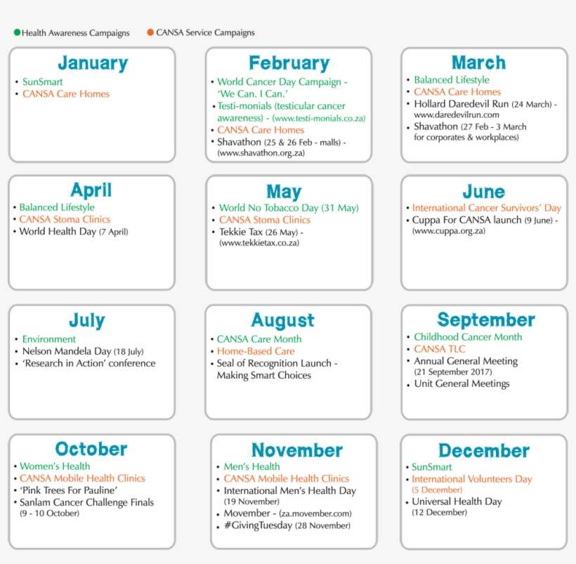 Cansa 2017 Calendar - Wardrobe, transparent png download
