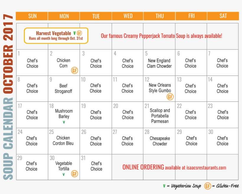 October 2017 Soup Web Calendar - Number, transparent png download