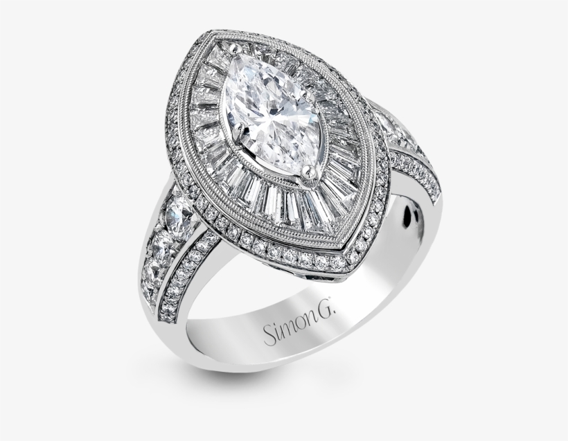 18k White Gold Engagement Ring - Ring, transparent png download