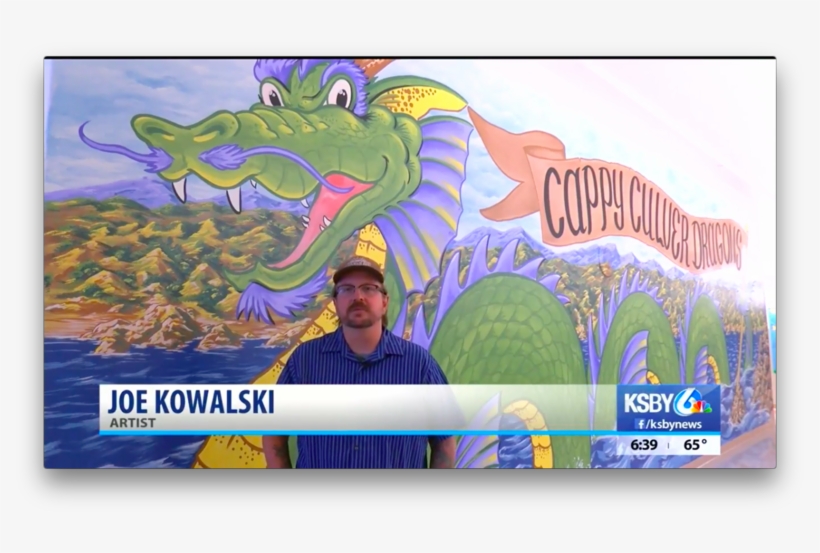 Artist Joe Kowalski With The New Dragon Mural At Cappy - Cappy Culver Elementary School, transparent png download