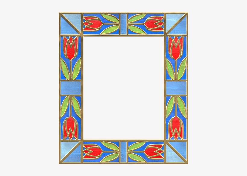 Picture Frame Leaves Stainedglass 05 - Picture Frame, transparent png download