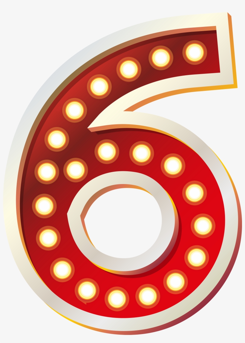 Best Red Number With Lights Png Clip Art With 30 Great - Six Clipart, transparent png download
