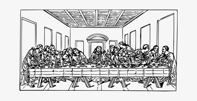 The Last Supper Christian Clip Art Eucharist Drawing - Last Supper Line Art, transparent png download