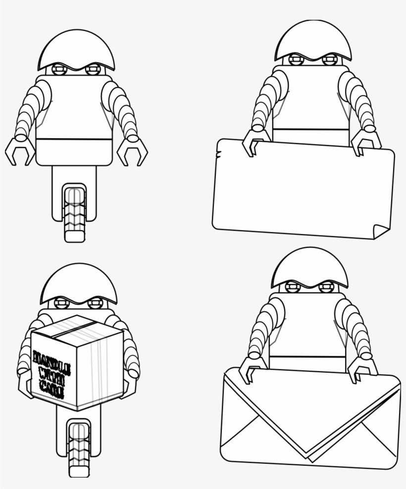 Robot Carrying Things Black White Youtube Clipartist - Cartoon, transparent png download