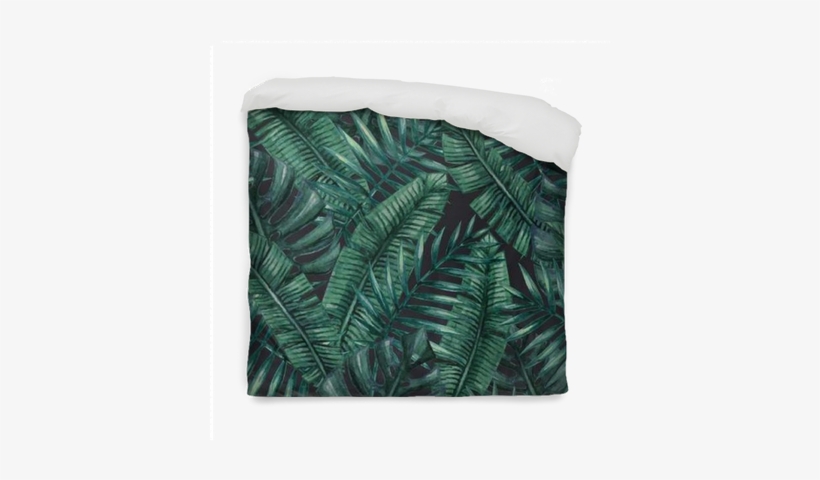 Watercolor Tropical Palm Leaves Seamless Pattern - Watercolor Tropical Palm Leaves, transparent png download