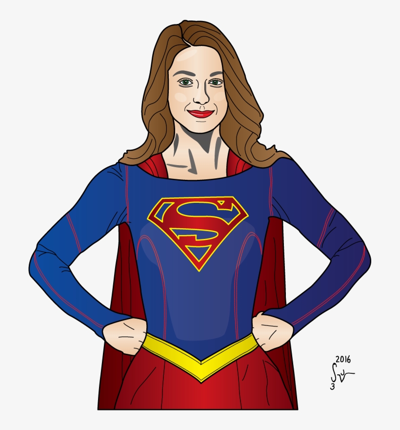 Melissa Benoist As Supergirl - Supergirl Drawing, transparent png download